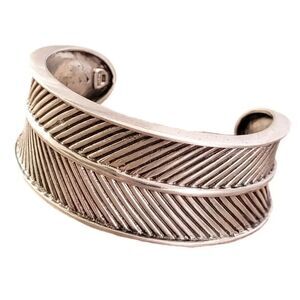 Sterling Artisan Leaf Inspired Cuff Bracelet